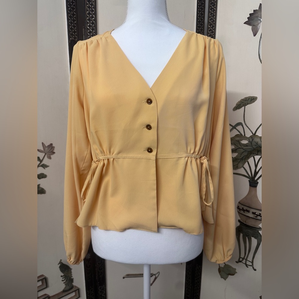 Topshop Mustard Button-Up Blouse